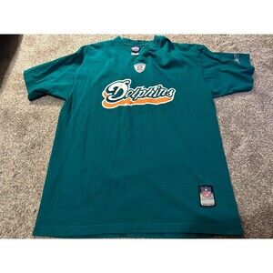 Vintage - Reebok - Miami Dolphins - Teal T Shirt - Retro Logo - Men’s Large